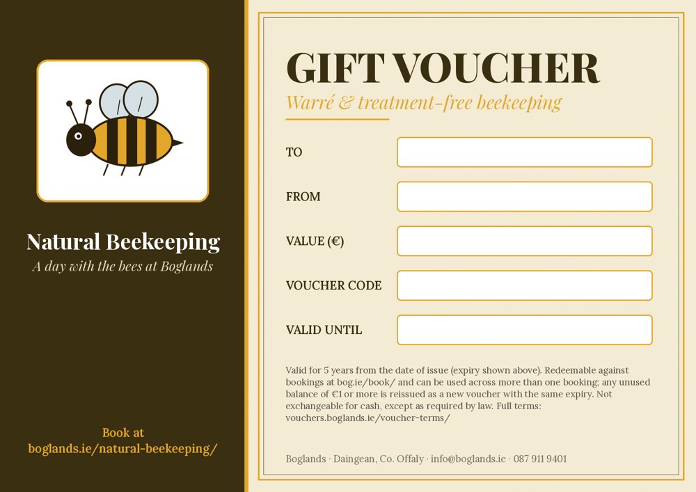 Natural Beekeeping gift voucher from Boglands